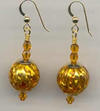 Topaz & Gold 14mm "Paint Drip" Venetian Bead Earrings